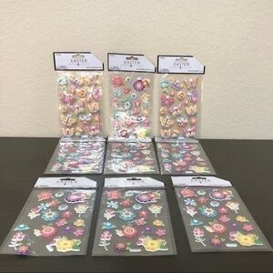 Stickers Floral Puffy Flowers Butterflies 9 Packages Teacher Easter Paper Crafts